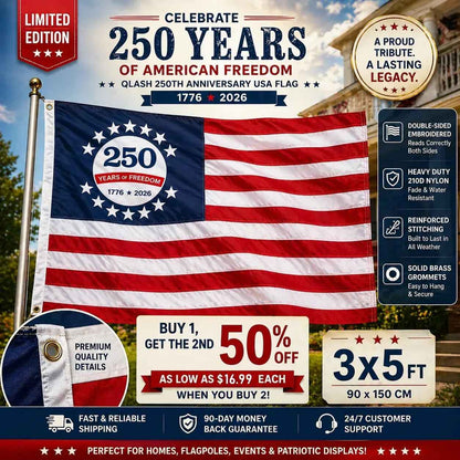 Last Day 49% OFF🔥250th Anniversary USA Commemorative Flag ,Double-Sided Embroidered