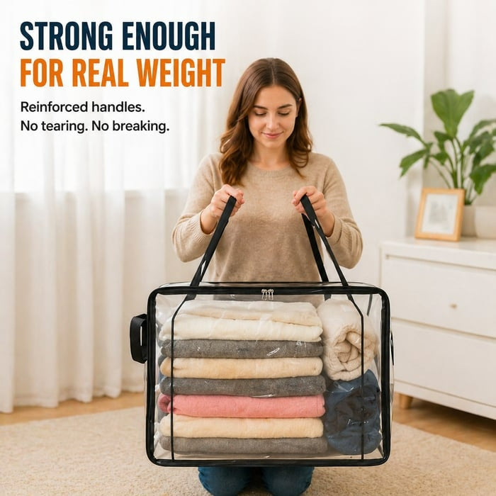 🎁Hot Sale 49% OFF🔥Large Heavy-Duty Thick Plastic Clear Storage Bag for Clothes, Moving & Storage