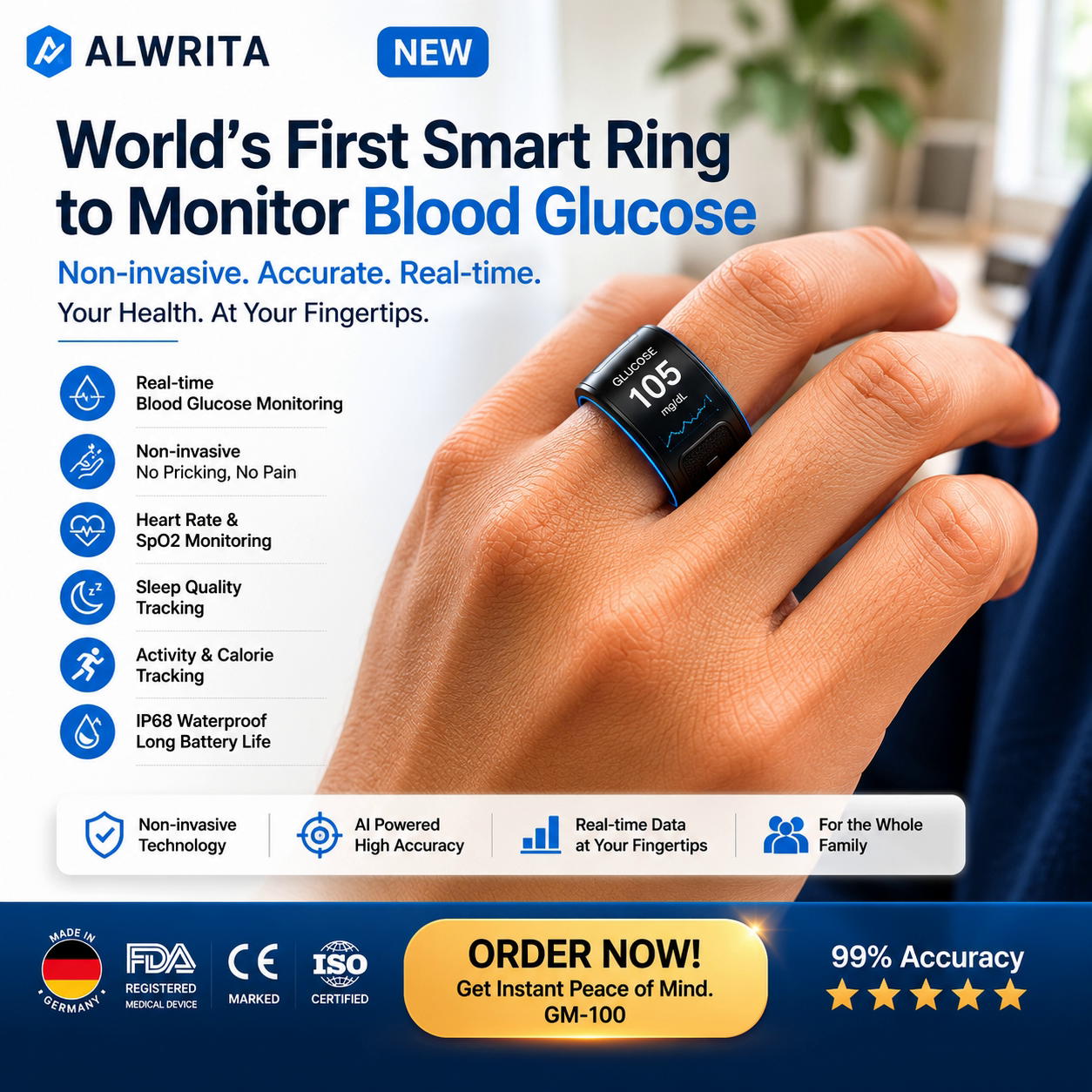 🎉 75% OFF Launch Offer🔥AuraNova™ G1 Non-Invasive Smart Ring